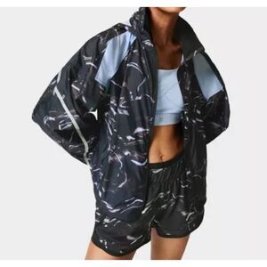 Sweaty Betty Reflective Water Resistant Pack Away Jacket Size 8-10 Full Zip